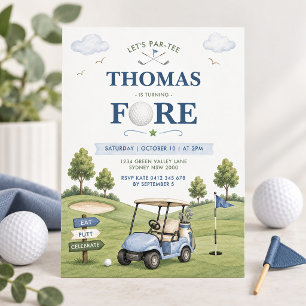 Golf Thema Jongen 4e Verjaardag Kaart