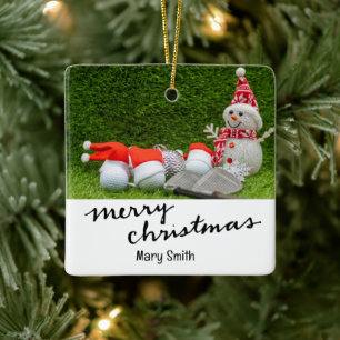 Golf thema kerstcadeaus voor golfer keramisch ornament