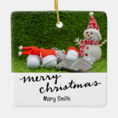 Golf thema kerstcadeaus voor golfer keramisch ornament (Voorkant)