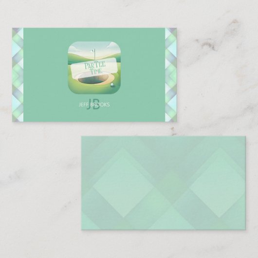 Golf thema Monogram Note Kaart | Platte optie Notitiekaartje (Voorkant / Achterkant)