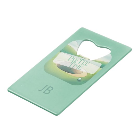 Golf Thema Monogram Roestvrij staal Fles Opener Creditkaart Flessenopener (Voorkant Gekanteld)