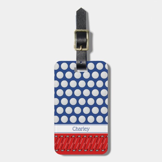 Golf thema patroon aangepaste naam marine bagagelabel (Voorkant verticaal)