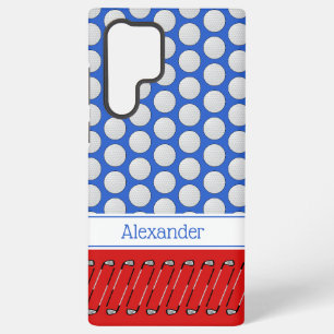 Golf thema patroon aangepaste naam rood blauw samsung galaxy hoesje