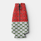 Golf thema patroon aangepaste naam rood groen flesjeskoeler (Achterkant)