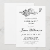 Golf Thema Pensioen Party Zwart Wit Kaart (Voorkant / Achterkant)