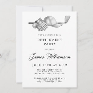 Golf Thema Pensioen Party Zwart Wit Kaart