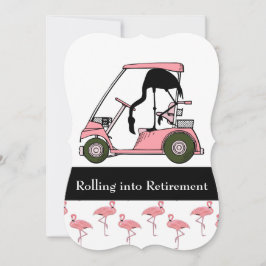 Golf Thema Pensioenfeestje Golfkar Flamingo Kaart