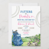 Golf Thema Putters of Parels Gender Reveal Party Kaart (Voorkant)