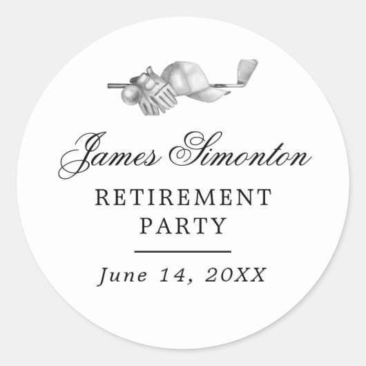 Golf Thema Retirement Party Envelope Seal Ronde Sticker (Voorkant)
