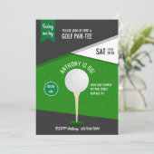 Golf Thema Verjaardagsfeest Aangepaste Foto Uitnod Kaart (Staand voorkant)