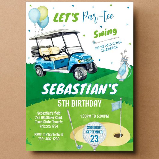 Golf Thema Verjaardagsfeest Kaart