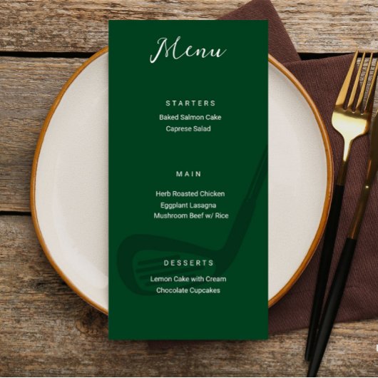 Golf Thema Verjaardagsfeest Menu Kaart