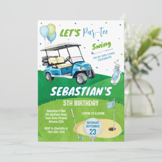 Golf Thema Verjaardagsfeestje Kaart (Staand voorkant)