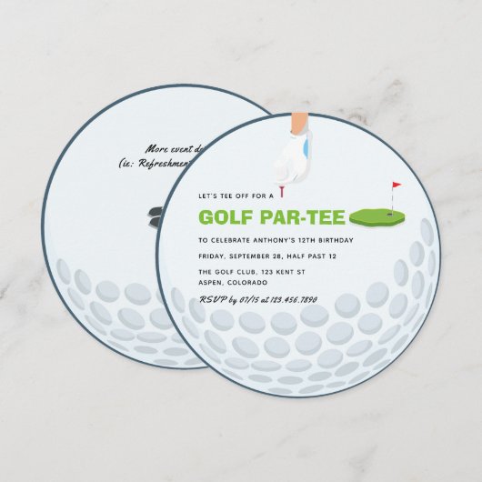 Golf Thema Verjaardagsfeestje Kaart (Voorkant / Achterkant)