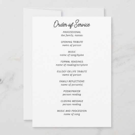 Golf thema, Viering van het leven begrafenisprogra Kaart (Achterkant)