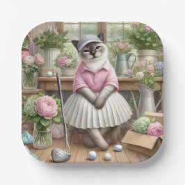 Golf thema voor kattenliefhebbers papieren bordje