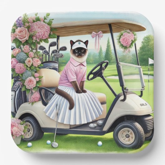 Golf thema voor kattenliefhebbers papieren bordje (Voorkant)