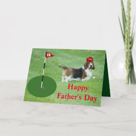 Golf Themd Vaderdag Kaart w / Schattigee Basset Ho