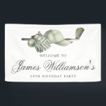 Golf Theme 18th Birthday Party Custom Welcome Spandoek<br><div class="desc">Welkom uw gasten met deze elegante golf thema verjaardagsfeestje welkomstbanner. De top van de golfbaan is ingericht met accessoires - een golfclub, golfbal, pet en handschoenen. De waterverf design creëer is een traditioneel en klassiek esthetiek. Perfect voor een verjaardagsbash bij de club of een BBQ in de achtertuin. Alle tekst...</div>