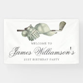 Golf Theme 21st Birthday Party Custom Welcome Spandoek (Horizontaal)