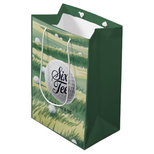 Golf Theme 60 & Tee’d Off Birthday Party Medium Cadeauzakje (Voorkant Gekanteld)