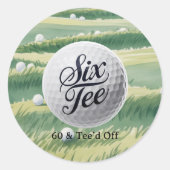 Golf Theme 60 & Tee’d Off Birthday Party  Ronde Sticker (Voorkant)
