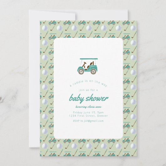 Golf Theme Baby shower Invitation Sjabloon Kaart (Voorkant)