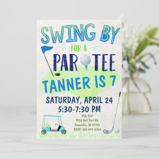 Golf Theme Birthday Uitnodiging (Staand voorkant)