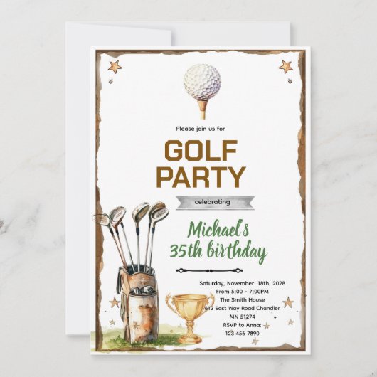 Golf theme party Invitation Kaart (Voorkant)