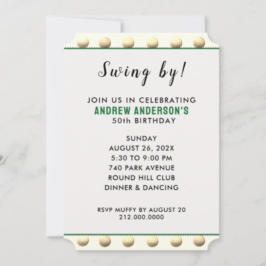 Golf Theme Party Kaart (Voorkant)