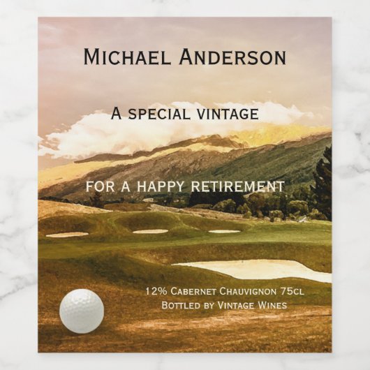  Golf Theme Retirement Wine Label Wijn Etiket (Enkel label)
