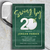 Golf Theme Swing By 20th Birthday Stylish Green Kaart