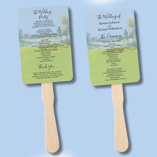 Golf Theme Wedding Ceremony Order of Service  Handwaaier