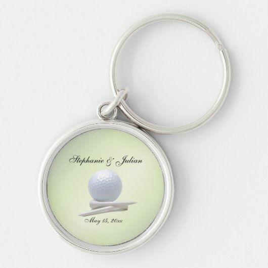 Golf Theme Wedding Green Names and Date Sleutelhanger (Voorkant)