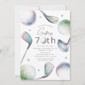 Golf Themed 70th Birthday Par-tee Kaart (Voorkant)