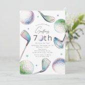 Golf Themed 70th Birthday Par-tee Kaart (Staand voorkant)