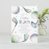 Golf Themed 80th Birthday Par-tee Kaart (Staand voorkant)