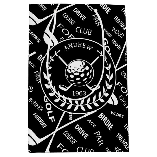 Golf themed Birthday Medium Cadeauzakje (Voorkant)