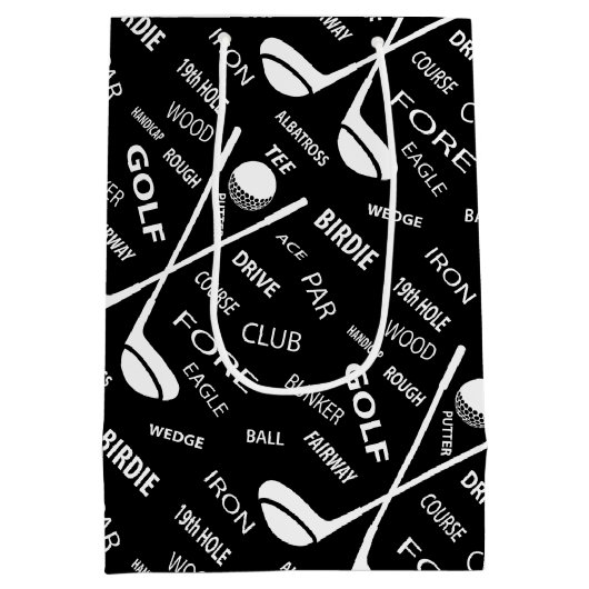 Golf themed Birthday Medium Cadeauzakje (Achterkant)