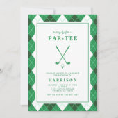 Golf Themed Birthday Party Modern Preppy Green Kaart (Voorkant)