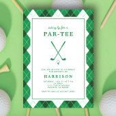 Golf Themed Birthday Party Modern Preppy Green Kaart