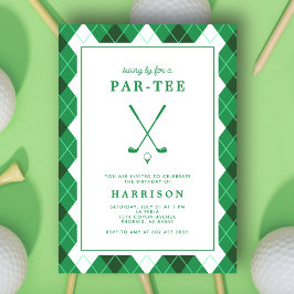 Golf Themed Birthday Party Modern Preppy Green Kaart