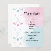 Golf themed gender onthult uitnodiging (Voorkant / Achterkant)