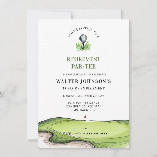 Golf Themed retirement PAR- TEE  Kaart (Voorkant)
