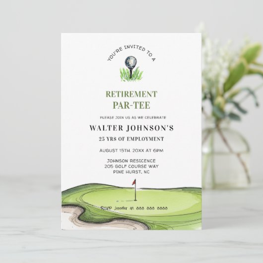 Golf Themed retirement PAR- TEE  Kaart (Staand voorkant)