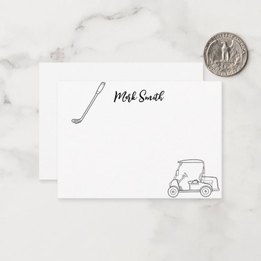 Golf themed with Name for golfer  Note Card Notitiekaartje (Voorkant / Achterkant in situ)