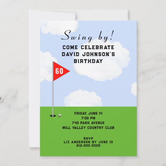 Golf Thgerespecteerde Birthday Party Kaart (Voorkant)