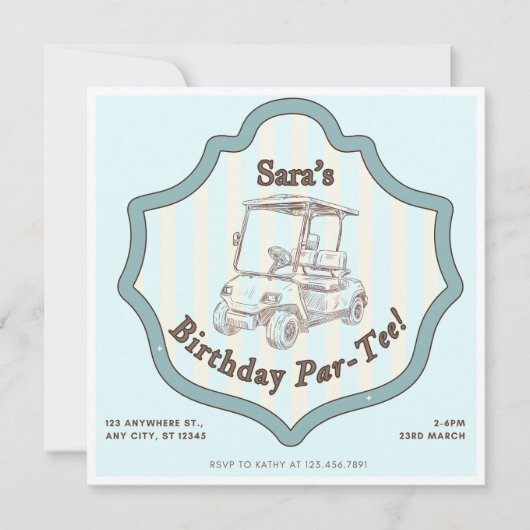 Golf Thgerespecteerde Birthday Party Kaart (Voorkant)