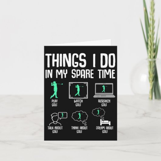 Golf Things I Do In My Spare Time Golfer Kids Boys Kaart (Voorkant)