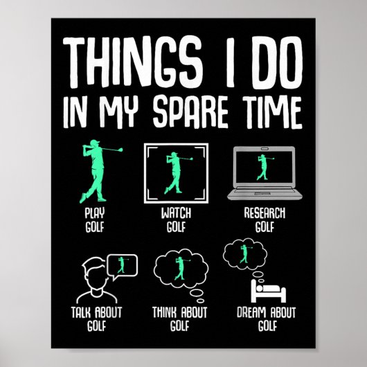 Golf Things I Do In My Spare Time Golfer Kids Boys Poster (Voorkant)